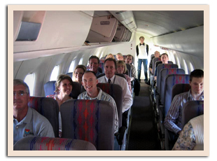 Inside the airplane on the way to the Grand Canyon
