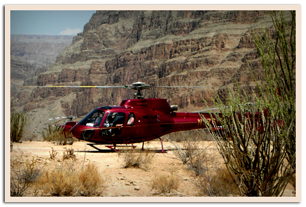 Helicopter on the floor of the Grand Canyon