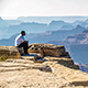 Sitting on the rim of the Grand Canyon South Rim