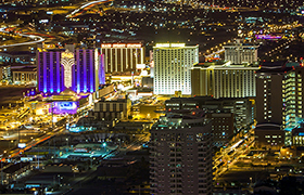 Helicopter Night Flight takes you to the Las Vegas Welcome Sign