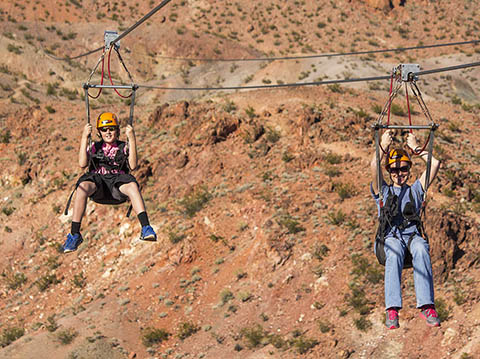 Ziping down the zipline at almost 60 miles per hour